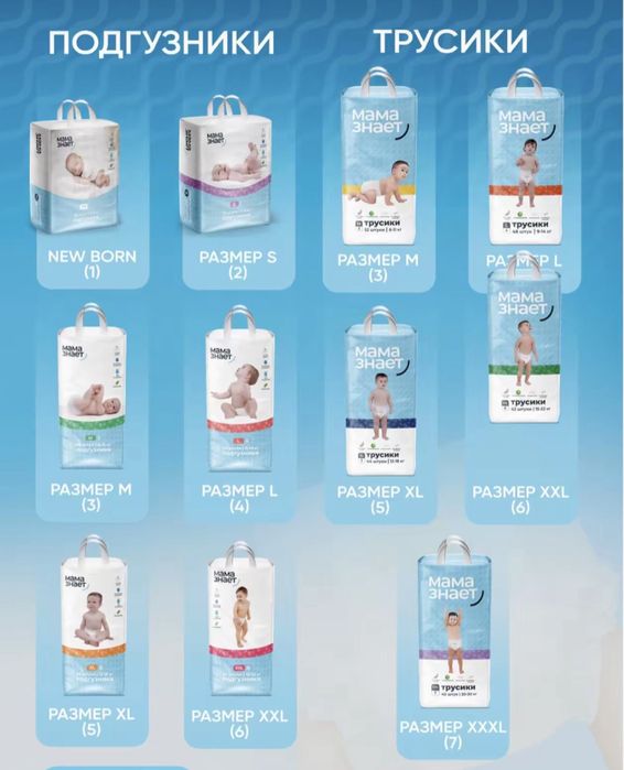 Подгузники и трусики мама знает