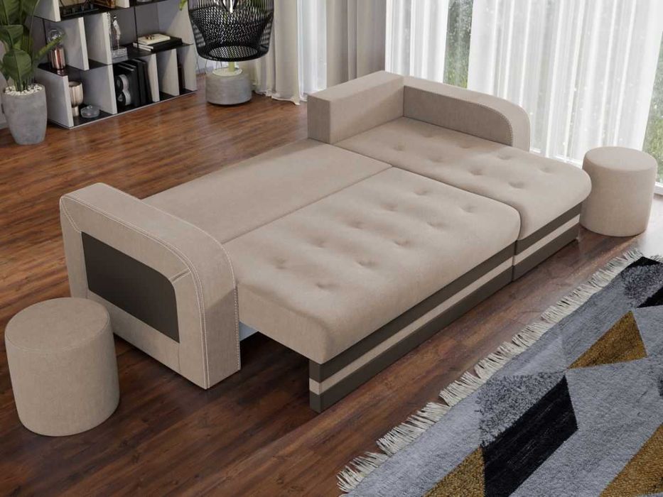 Coltar Extensibil Juno Stofa Bej / Piele Maro - Transport Gratuit