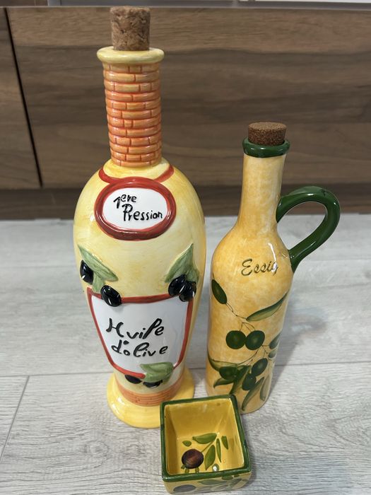 Керамичен  италиански комплект за зехтин и маслини