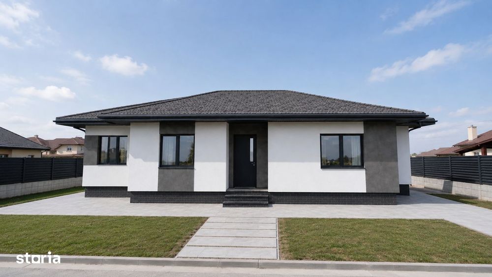 Casa individuala noua | 80 mp utili | Teren 380 mp | 3 camere | 2 bai