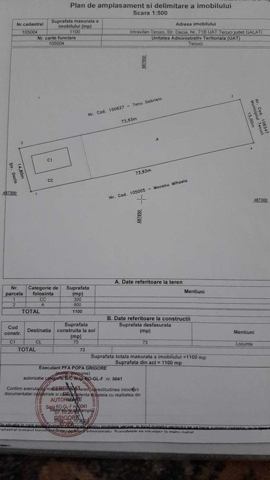 Casă + Teren generos 1.100 mp în Tecuci – Str. Dacia