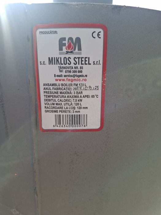 Boiler 120 l  pe lemne
