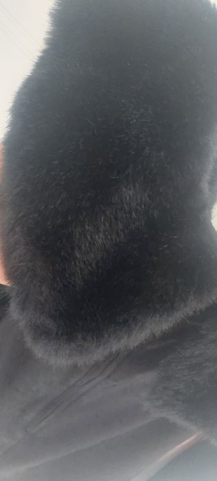 Rochie din catifea și blăniță la gât