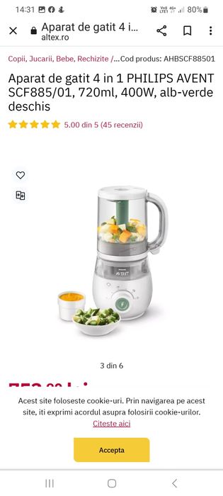 Aparat de gatit cu abur si blender 4in1 Philips utilizat 1 an de zile