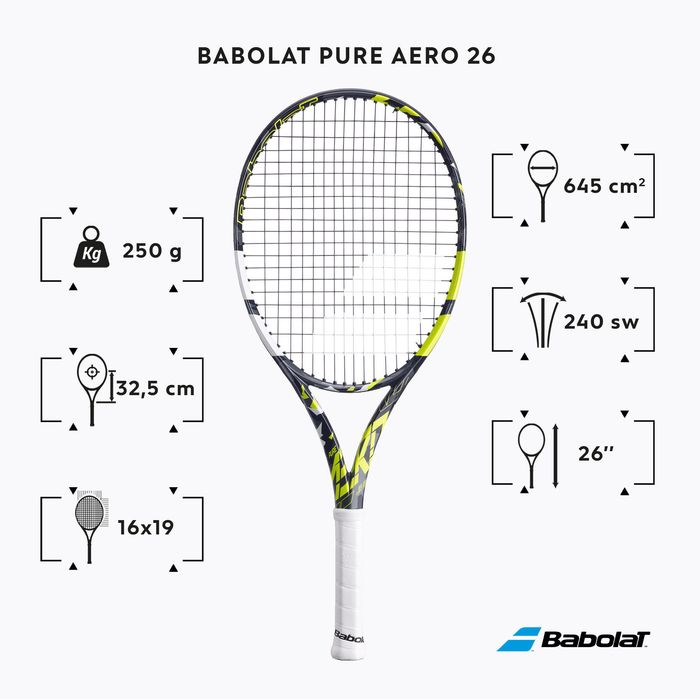 Rachetă Tenis Pure Aero 26 Negru-Galben Copii - (SecondHand) Decathlon