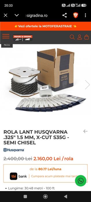 Rola lanț Husqvarna 325"1.5MM X-cut S35G