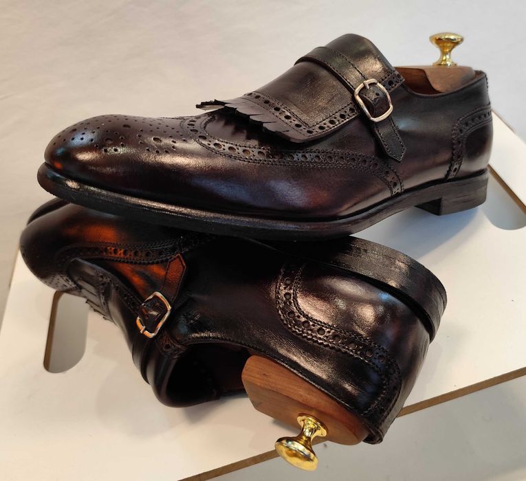 Pantofi loafer de lux 42 42.5 Migliore lucrati manual piele naturala superioara maro