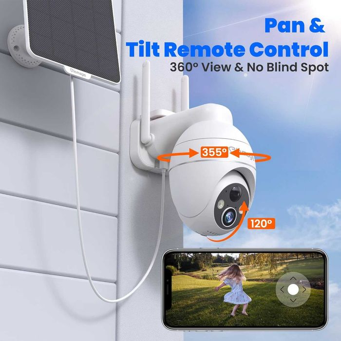 Външна камера със соларен панел и акумулаторна батерия Elemage PTZ