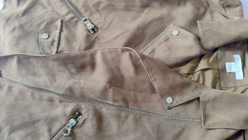 Дамско яке мента, яке байкър H&M кафяво, Черно зелено  M-L