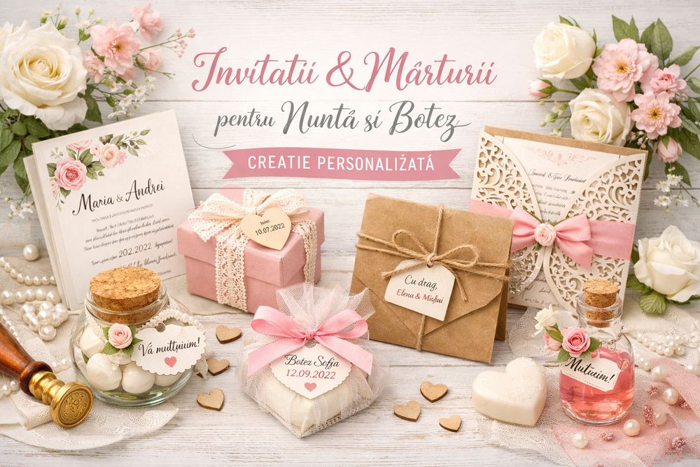 Invitații digitale/mărturii-nuntă/botez/cununie/save the date/majorat
