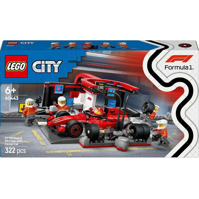 LEGO City Boxa si mecanici F1 cu masina Ferrari 60443