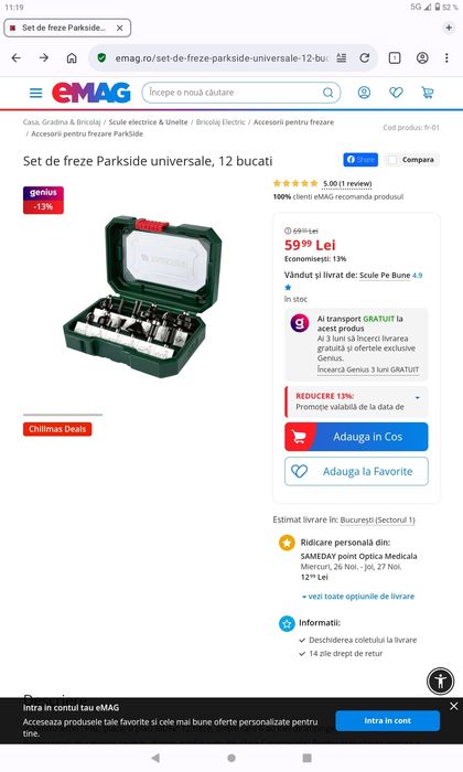 set NOU 12 freze Parkside pentru lemn tamplarie