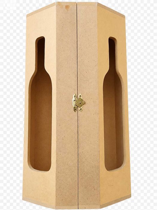 Cutie cadou dublă pentru vin, din MDF nefinisat, cu design octogonal
