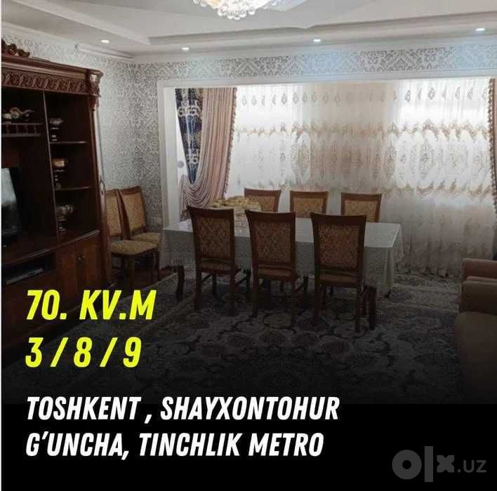 Тинчлик метросига 10 Метр 3 хона  79800$  арзон нархда  гараж парковка