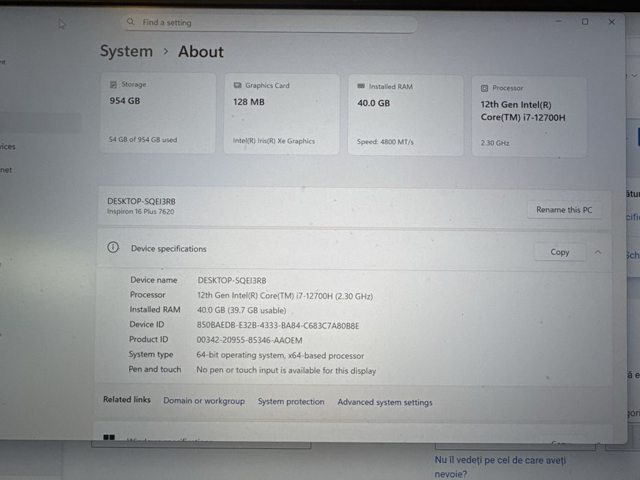 Dell Inspiron 16 Plus 7620 i7-12700H / 40GB RAM / 1TB SSD – SCHIMB MacBook