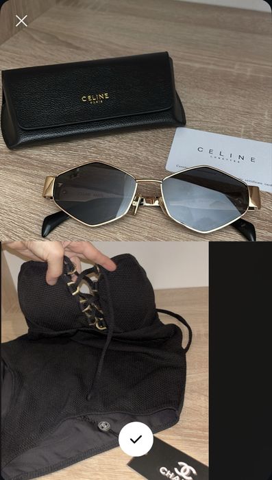 celine ochelari + chanel costum baie