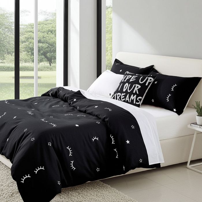 Lenjerie Pat Harass Px022, Bumbac, 4 Piese, Cu Elastic, Alb, Negru