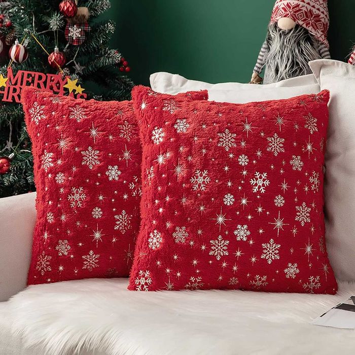 Set 2 fete perna decorative Craciun MIULEE 45x45 rosii*