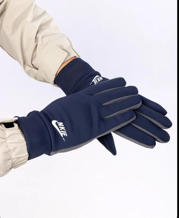 Мужские демисезонные спортивные перчатки в черном и синем цвете