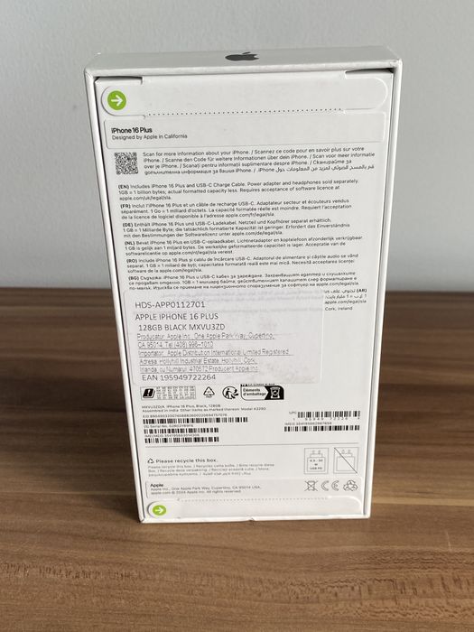 iPhone 16 Plus, 128 GB, Black, Sigilat, Cod produs: 4306