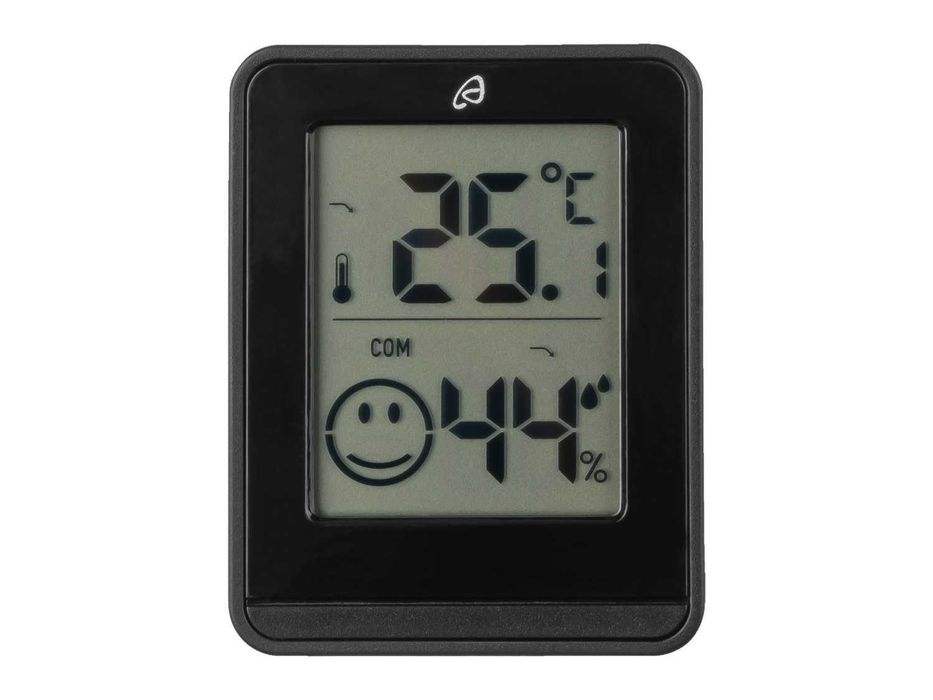 Set de 3 x termometru cu higrometru, culoare neagra , AURIOL, nou, realizat in Germania, util in casa, birou, solarii, vitrine, etc.
