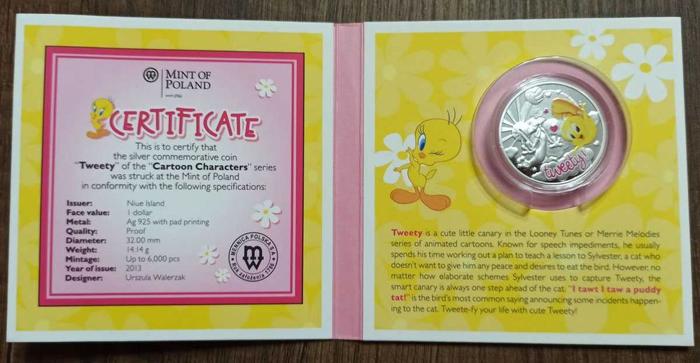 Монета: 1 Dollar - Elizabeth II - Tweety ½ Oz Сребро