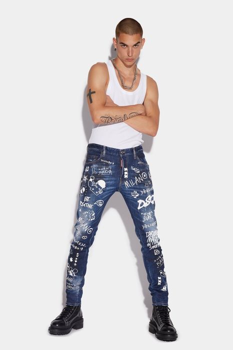 Dsquared2 Graffiti Skater Jeans marimea 50 (33-35)