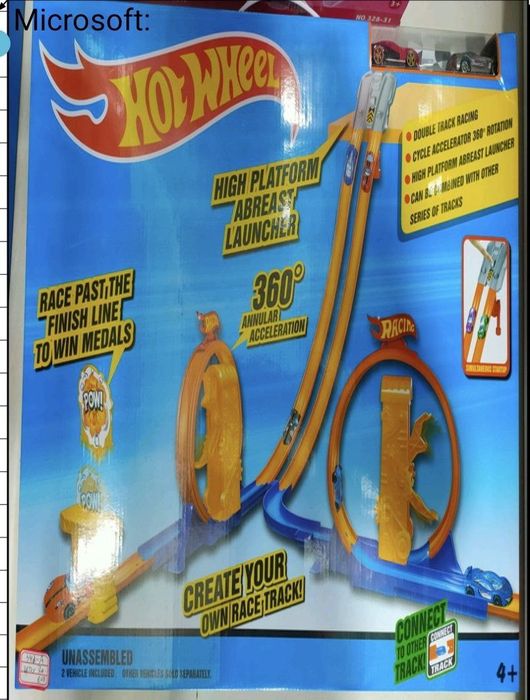 Большой трек Hot Wheel, две мертвые петли и две машинки