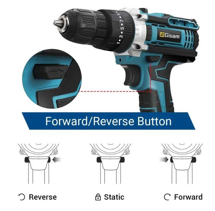 Електрическа бормашина / винтоверт GISAM с 2 батерии
