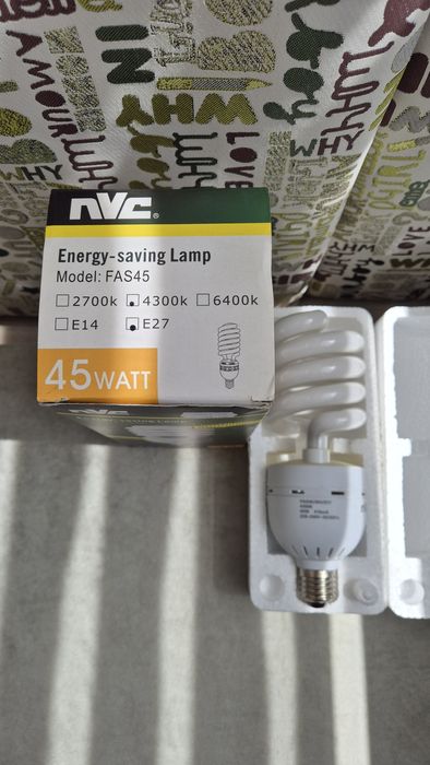 Енергоспестяваща лампа, 45W, 220VAC, E27, 4300K, nVc