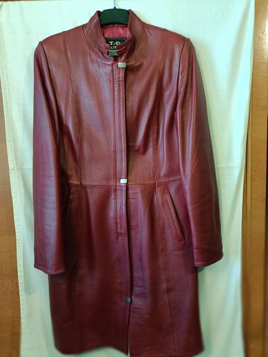 Haina piele 3/4 marime XL, culoare rosu-grena