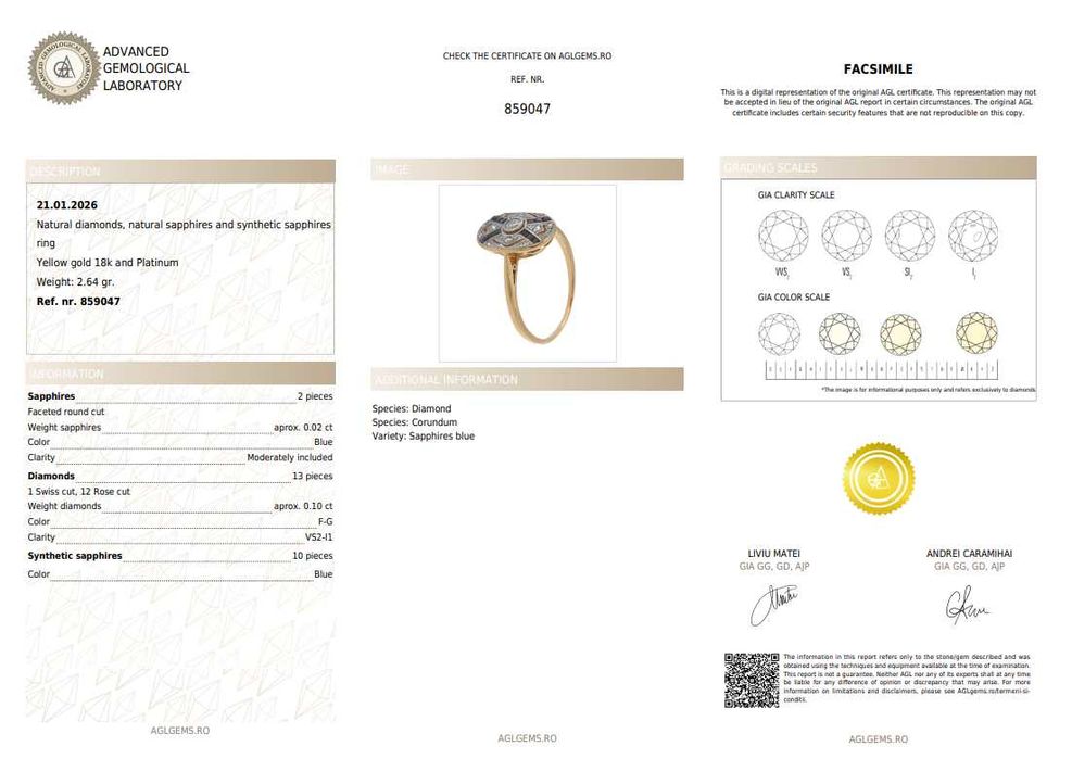 Inel Art Deco din aur și platină