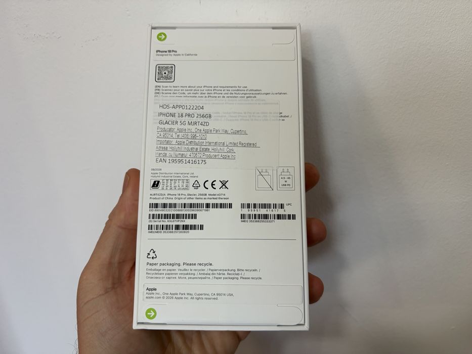 Iphone 18 Pro, 256GB, Glacier, nou la cutie