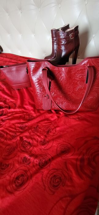 Geanta mare piele naturala, geanta mica piele naturala , ghete Musette