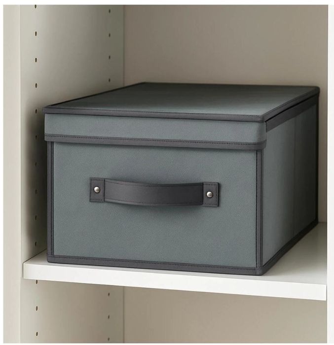 Cutie depozitare si organizare, cu capac, gri, 45x 30x 20cm