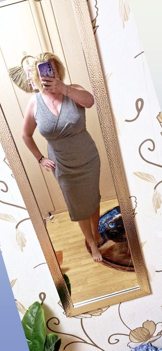 Rochie superba argintie de seara mar 44 46