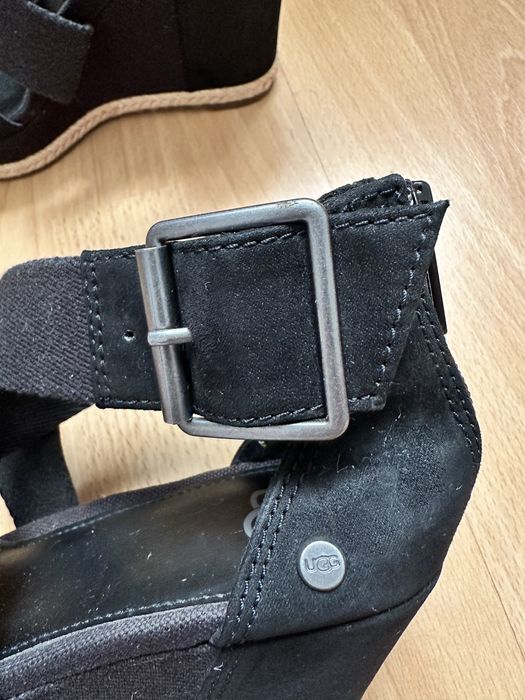 Ugg 36 р-р черни сандали на платформа/ еспадрили/ обувки