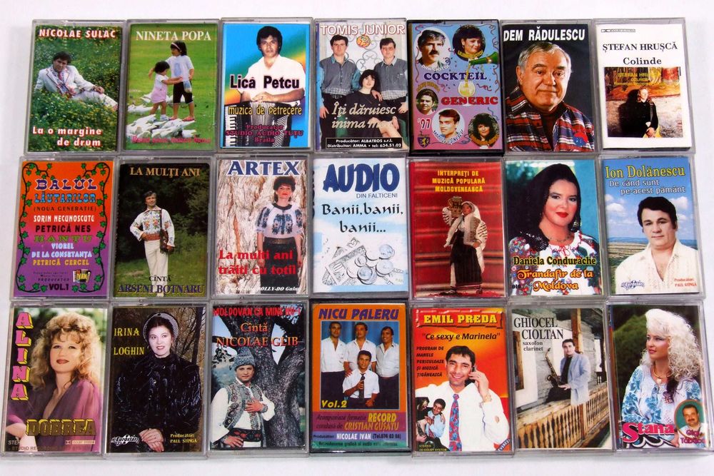 Set 42 casete audio ORIGINALE cu muzica populara, de petrecere, glume