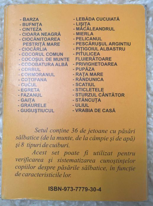 Set jetoane pasari salbatice