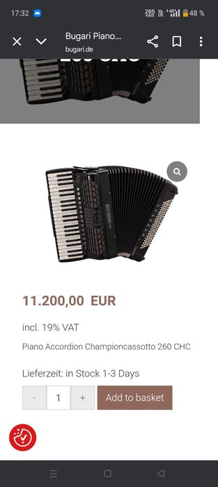 Acordeon Bugari Armando 2+2 Cassotto