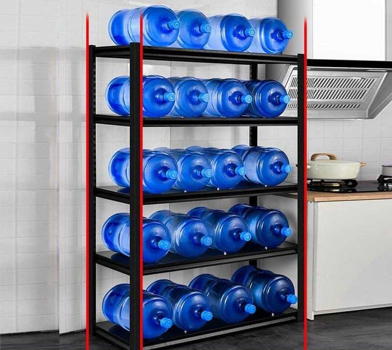 Подвальный металлический стеллаж с прочными регулируемыми полками