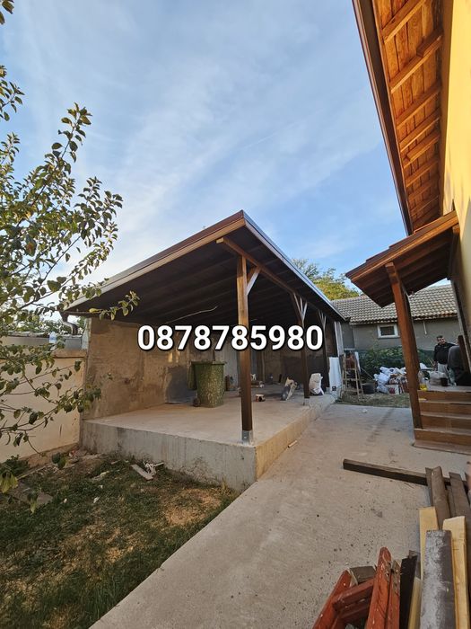 Изграждане на дървени навеси тераси гаражи