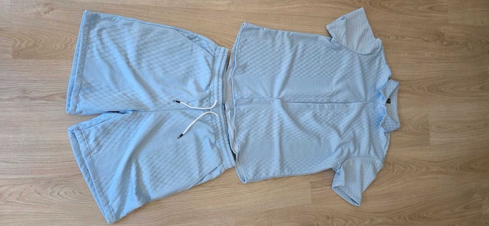 Комплект лятна риза + долнище в светлосин цвят