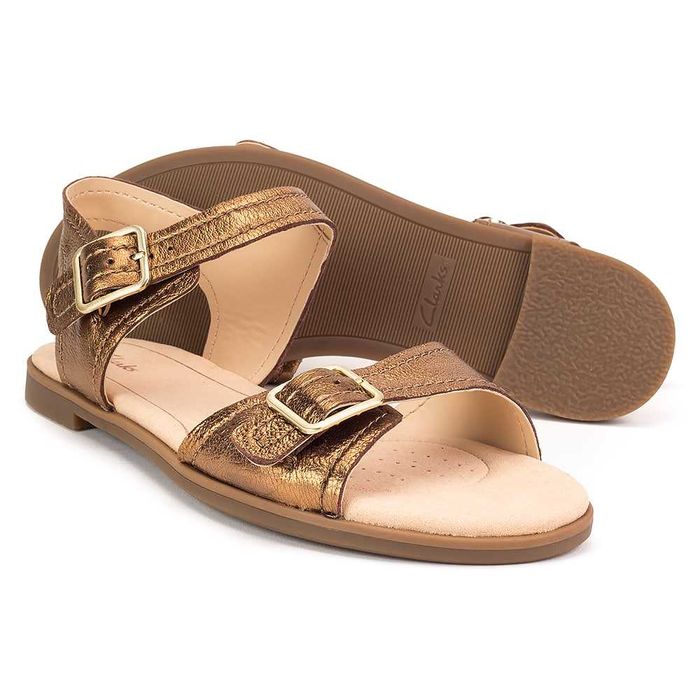 %ПРОМО% CLARKS № 37 & 39 – Дамски сандали от ест кожа BRONZE METALLIC"