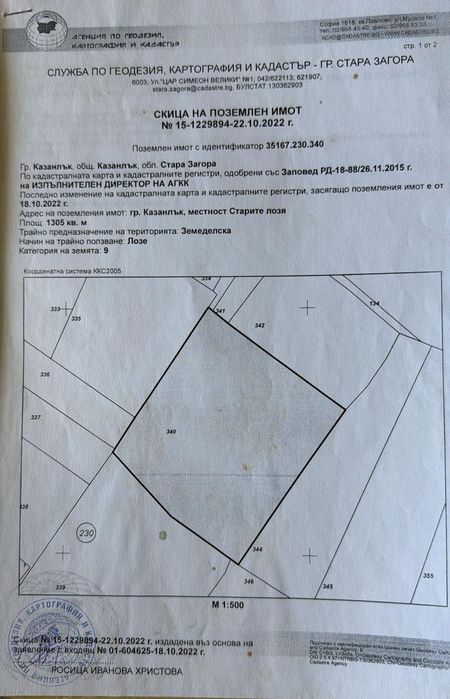 Продава се Парцел в Казанлък - 1305 кв.м за 18 €/кв.м - Снимка #1