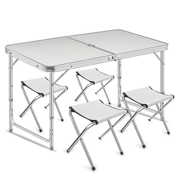 Лесно сгъваема маса и 4 сгъваеми стола за къмпинг, градина, плаж