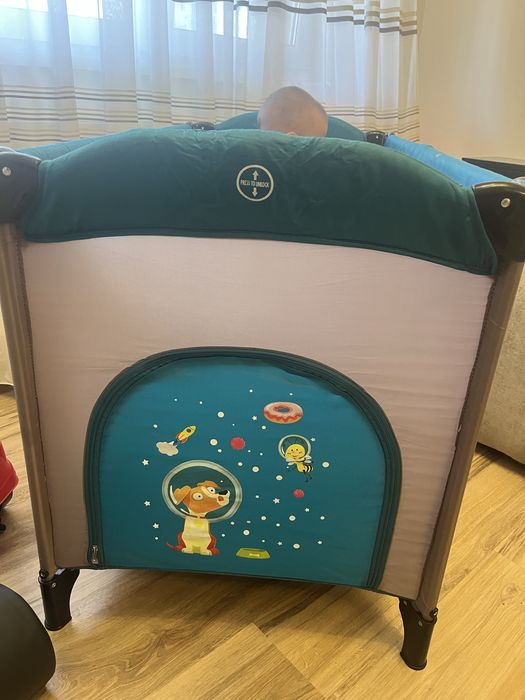 Patut pliant 2 niveluri Juju Sleepy Baby, Space Doggy