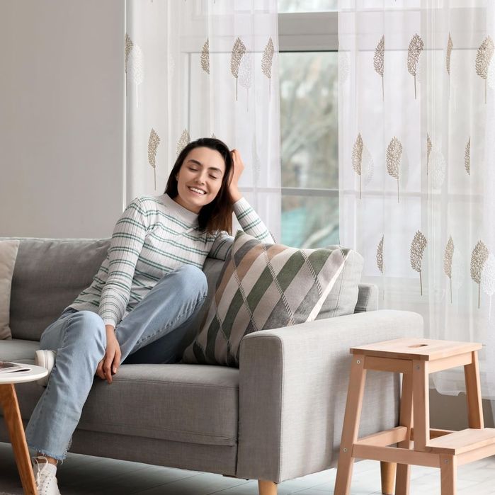 Perdele transparente brodate MIULEE 175x140 cm set 2 buc*