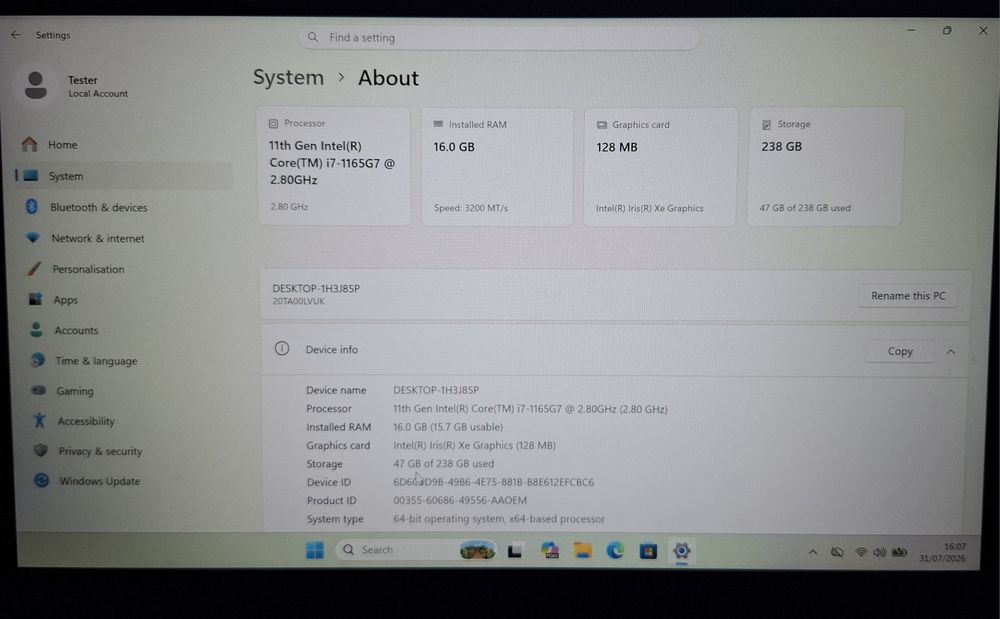 Lenovo ThinkPad E14 | I5 1165G7 | 16GB Ram | 256 SSD