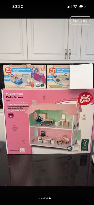 Căsuță din lemn pentru păpuși completă